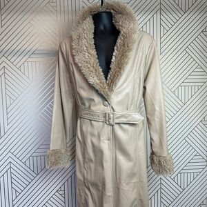 Faux Leather Coat - Beige - Size: 3XL - Fashion Nova